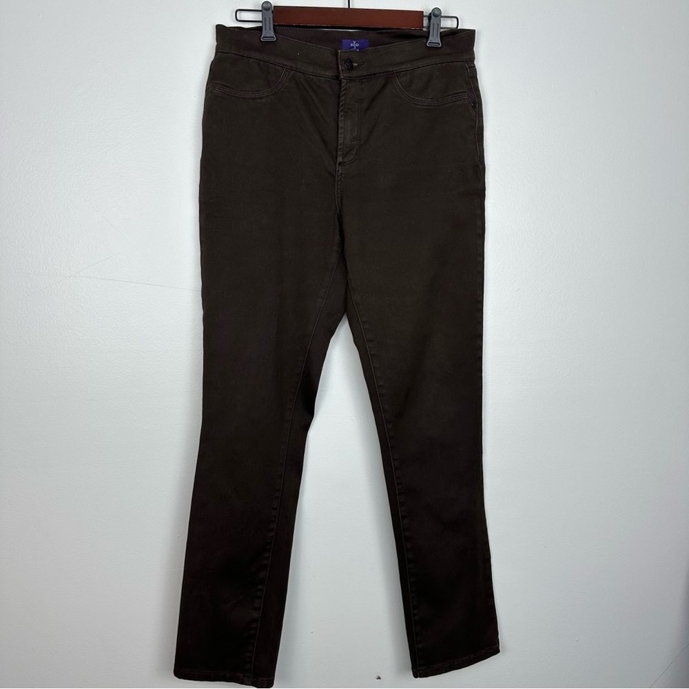 NYDJ Pants Jegging Legging Pants Women Sz 10 Brown Pockets Comfy Skinny Fit